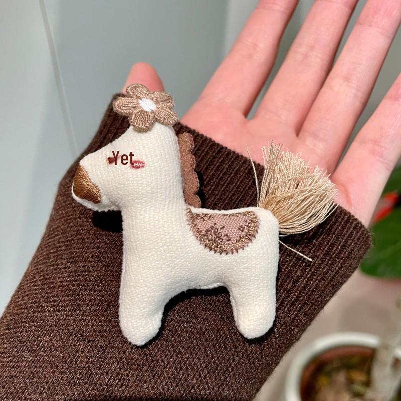 Year of the Rat Plush Red Tassel Horse Brooch - Women s Coat & Sweater Pin Accessory