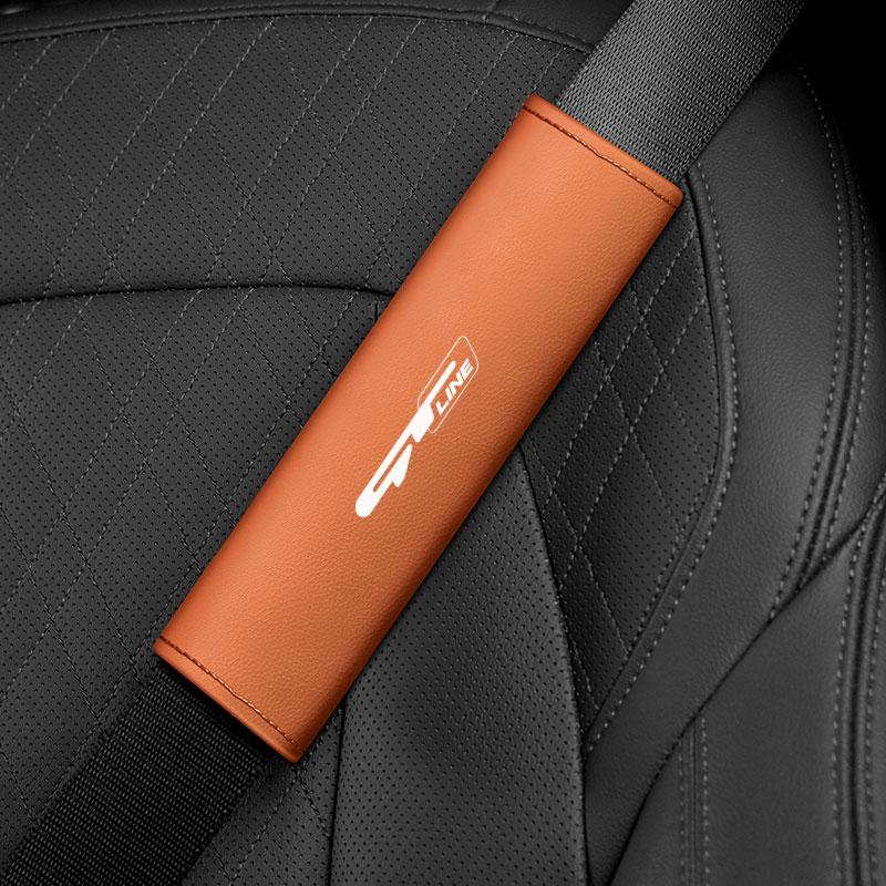 Car Styling Seat Belt Cover Leather Seatbelt Shoulder Strap Protector Pads For KIA GT GTLINE car Accessories