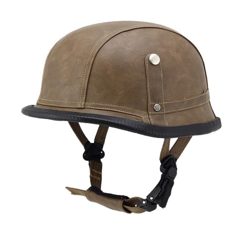 Vintage-Style Leather Half Helmet Adults Motorcycle Scooter Riding DOT Certified All Season Universal Fit