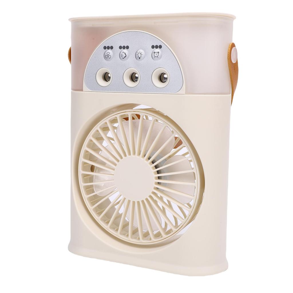 Desktop Cooling Fan USB 3 Holes 3 Speeds Quiet Portable Desktop Air Conditioner with Humidifier Night Light for Home