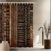 African Tribal Shower Curtain Black Gold Ethnic Art Decor Bathroom Fabric Panel With Hooks Washable Fade Resistant Modern