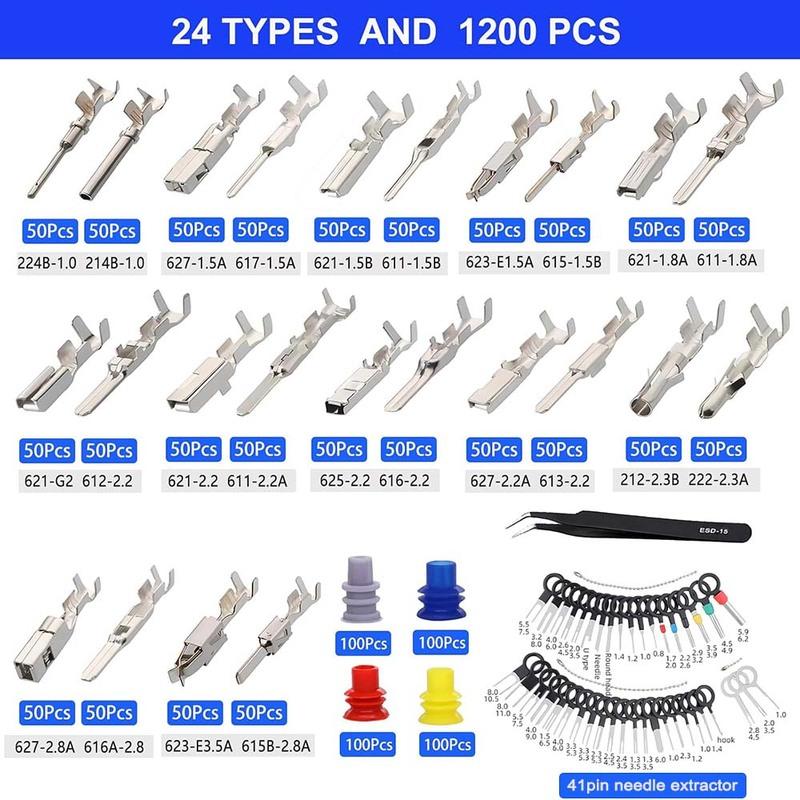 1642Pcs Connector Pins Kit,1/1.5/1.8/2.2/2.3/2.8/3.5mm Male&Female Wire Pins,Non Insulated Wire Terminal Pin Kit,Pin Crimp Plier