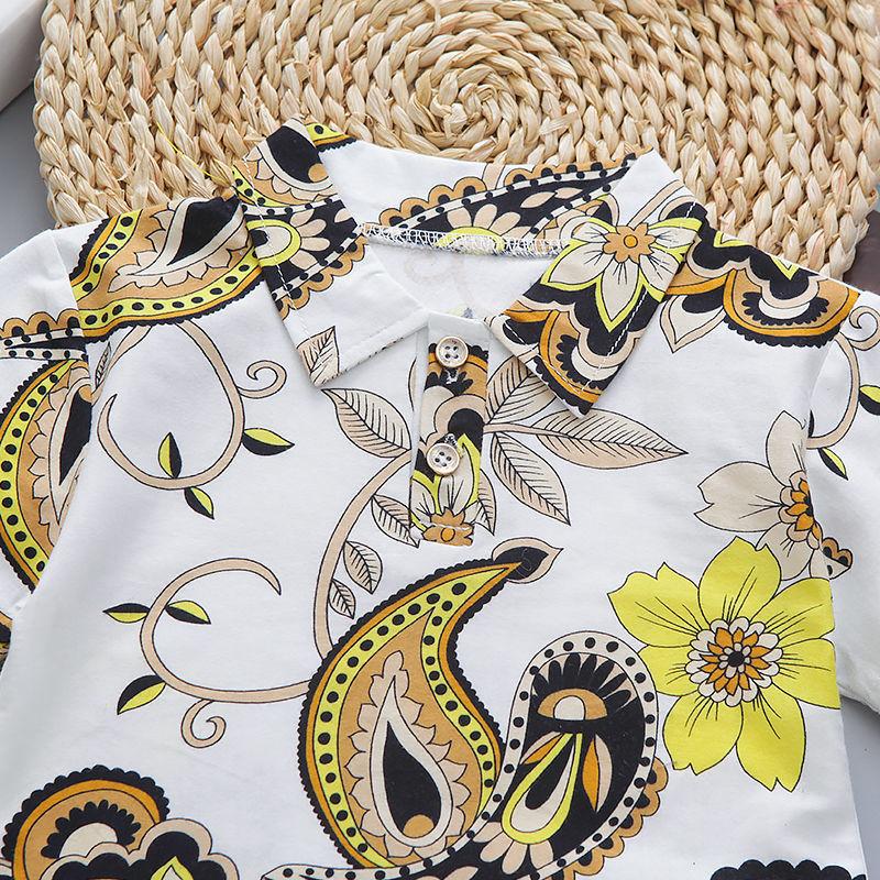 Children's Printed T-shirt Cotton Boy's Polo Shirt Stand Collar Short Sleeve T-shirt Printed Short Sleeve Shirt Trendy Top Korean Style Casual T-shirt