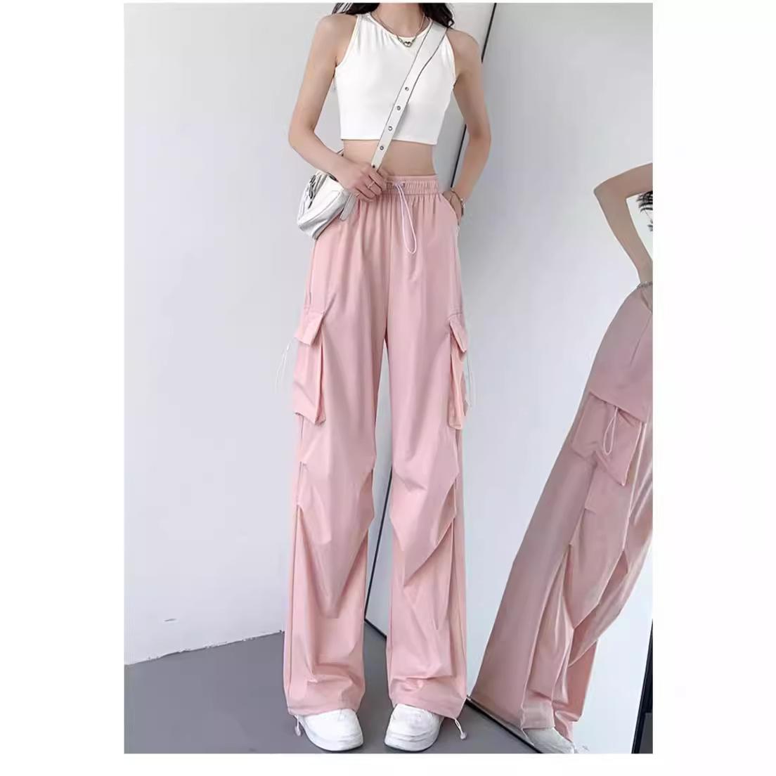 

Быстросохнущие рабочие брюки, женские брюки, свободные широкие брюки больших размеров, летние спортивные брюки для альпинизма S розовый