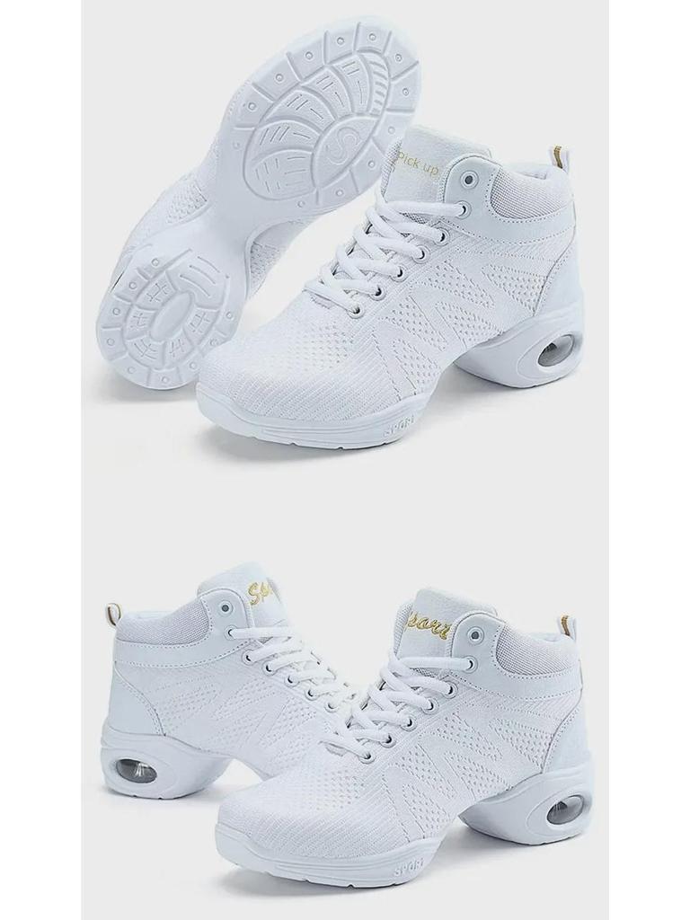 Zapatillas de baile de malla de caña alta: Suela Blanda, Aumenta la Altura, Ideal para Danza Cuadrada, Jazz y Moderna. Adecuado para Adultos. Perfecto para el otoño.