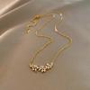Exquisite Luxury Zircon Crystal Flower Gold Color Stainless Steel Pendant Necklace for Women Trendy Valentine's Day Gift Zircon