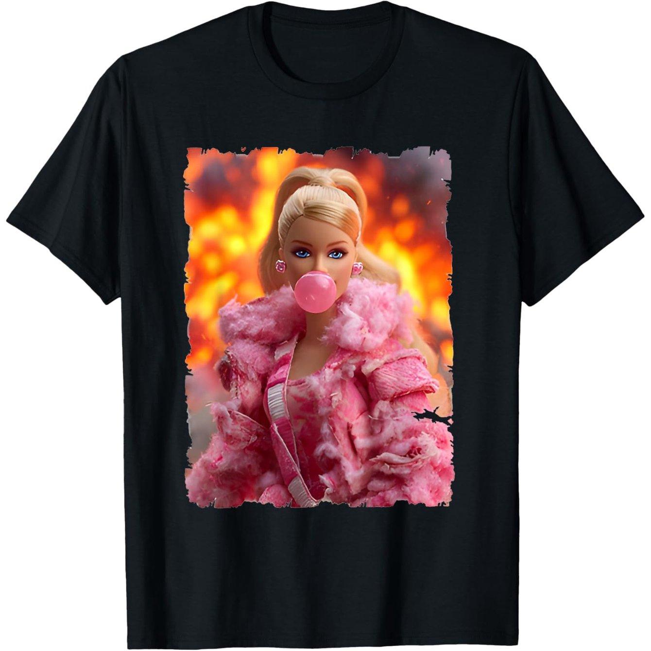 

Fun and Disgusting Pink Doll Face Emoji Tshirt Retro Street Style Summer New Unisex Casual Fashion Tshirt S