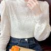 Women's Elegant Lace Long-Sleeve Base Layer Top, French Style, Plus Size, Autumn 2025 Collection