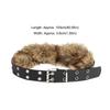 Vintage Trendy Design Faux Fur Belts Y2K All-match Rivet Buttonhole Belt Punk Waist Belts Women Fashion