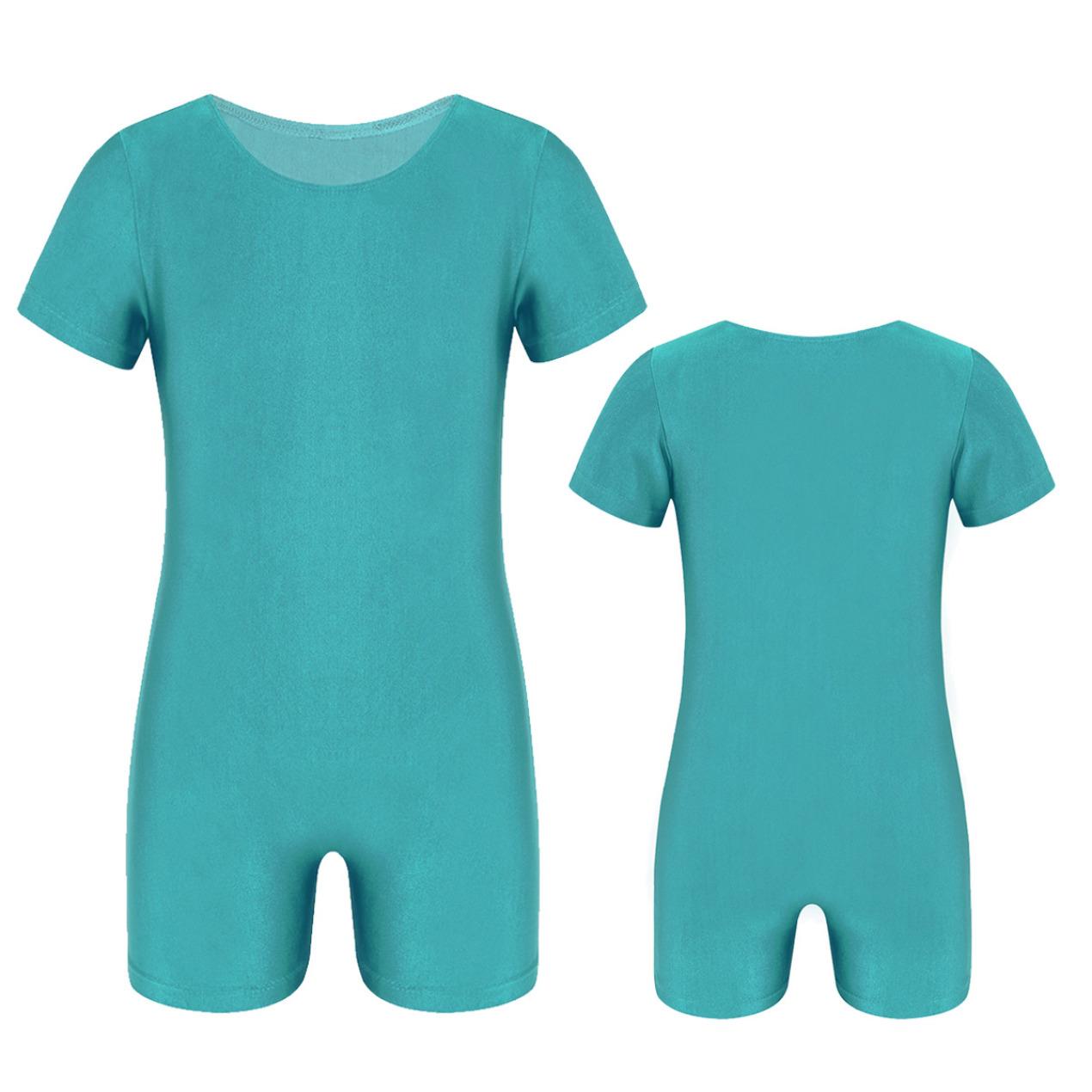IEFiEL Kinderen jongens meisjes een stuk actieve korte mouwen gymnastiek-oefening jumpsuit balletdans hardlopen workout bodysuit 5-6 Years