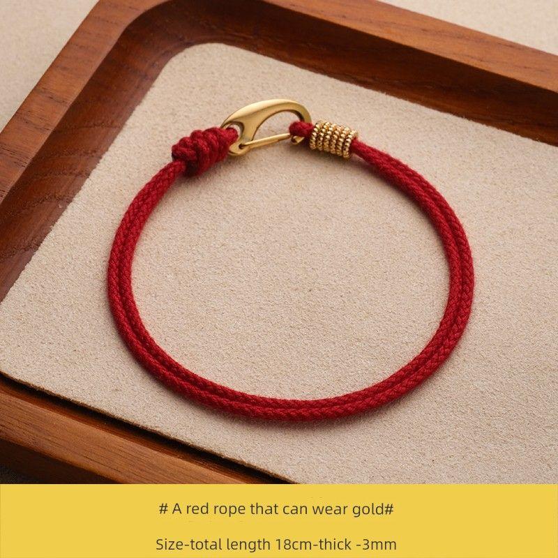 Red Rope Hand Strap Semi-Finished Products Can String Gold Lucky Beads DIY Bracelet Handmade Braided Rope Gift Couple