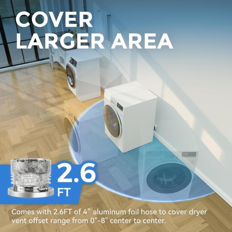 Steel 180 Degree Dryer Vents Adapters Magnetic Connection Leakproof Structure Temperature Resistance