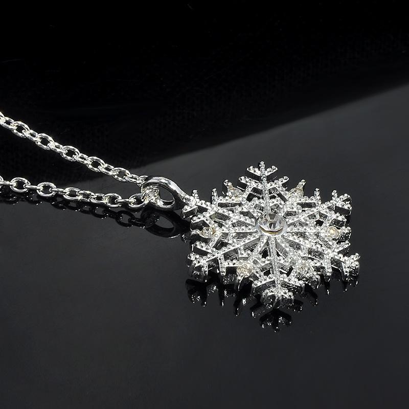 Fashion Charms Lady Crystal Snowflake Zircon Flower Silver Plated Necklaces Jewelry For Women