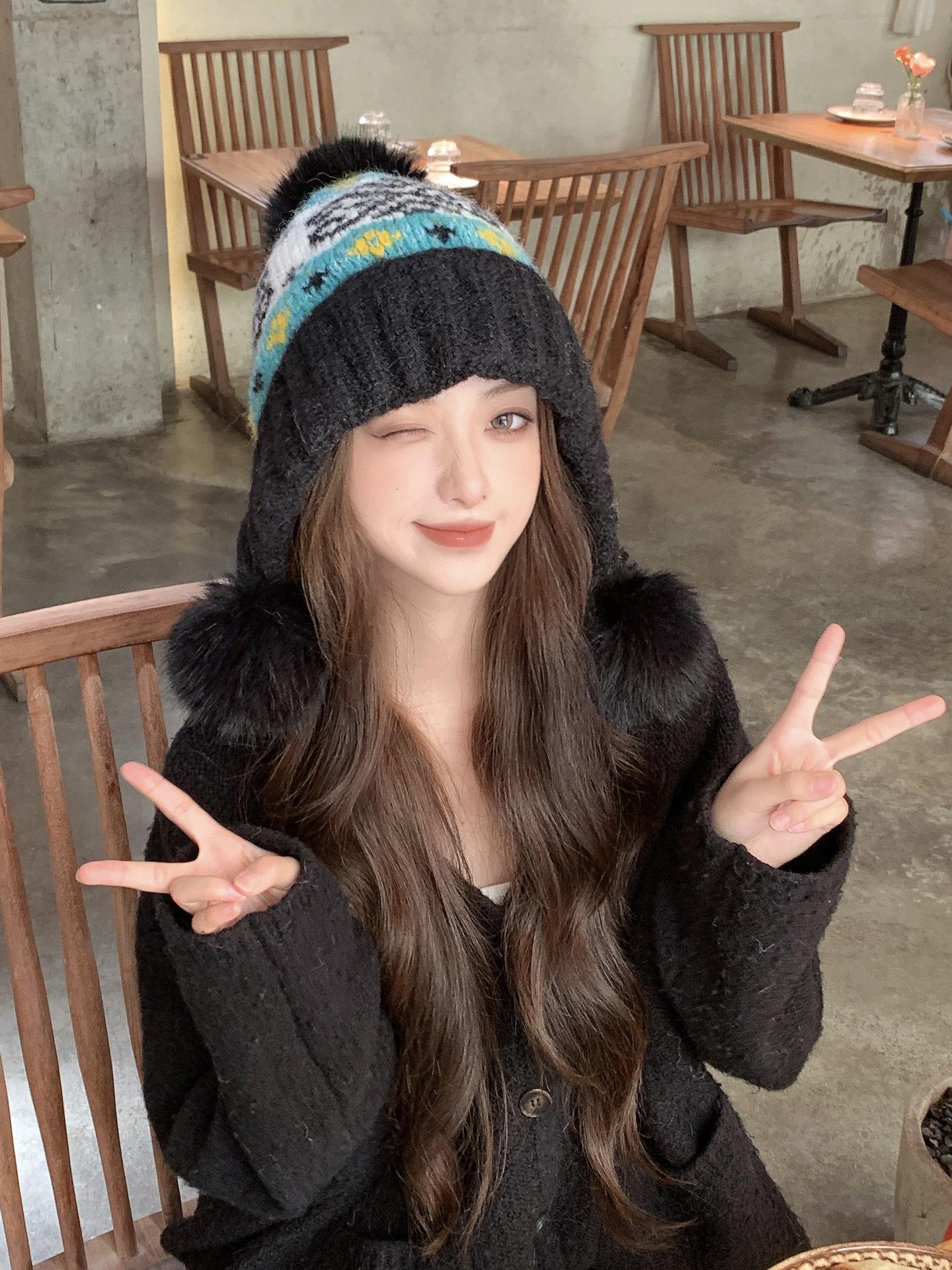 

Women s Fair Isle Winter Knit Beanie with Pom Pom - Thick, Warm, and Stylish 54–58 CM - One Size