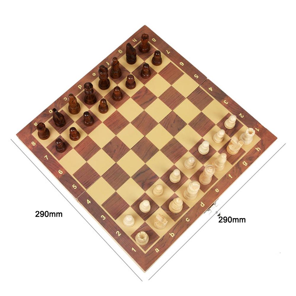 Magnetic Wooden Chess Board Set Folding International Chess Game 11.4x11.4in with Crafted Chess
