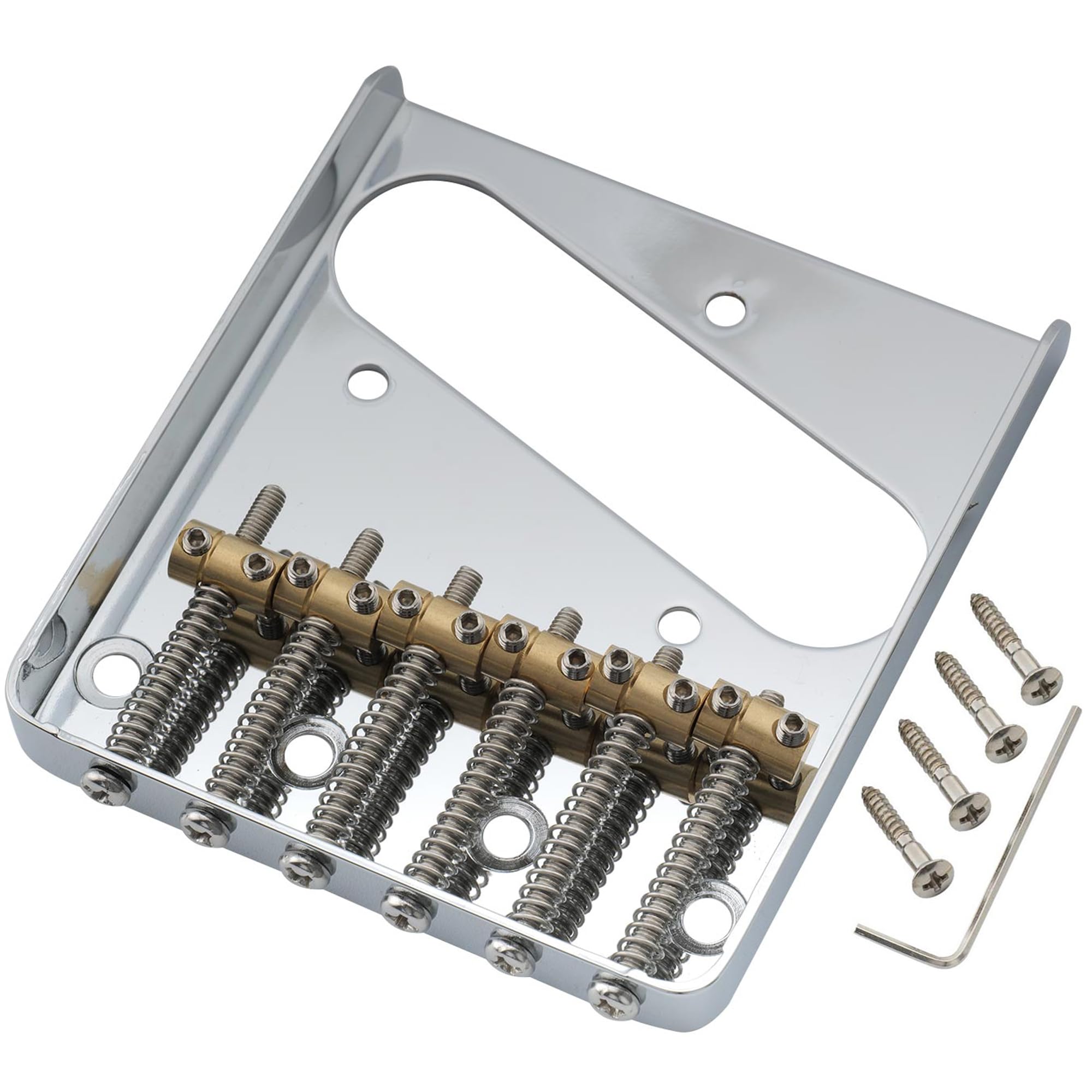 Musiclily Pro 10.8mm Vintage-Style Telecaster Bridge with 6-Way Brass Saddles for Squier and Imported Telecaster Electric Guitars, Chrome