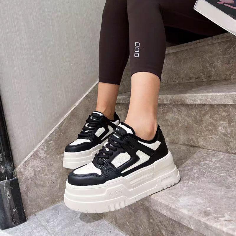 Muffin platform sports shoes casual single shoes women's 2025 spring new platform height increase versatile feet small running shoes