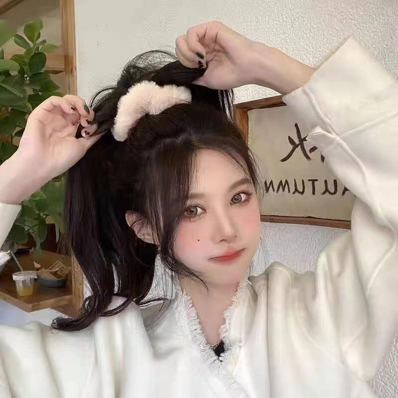 7Pcs/Set Sweet Furry Hair Scrunchies Elastic Rubber Bands Ponytail Holder Rubber Ties For Women Girls Hair Accessories