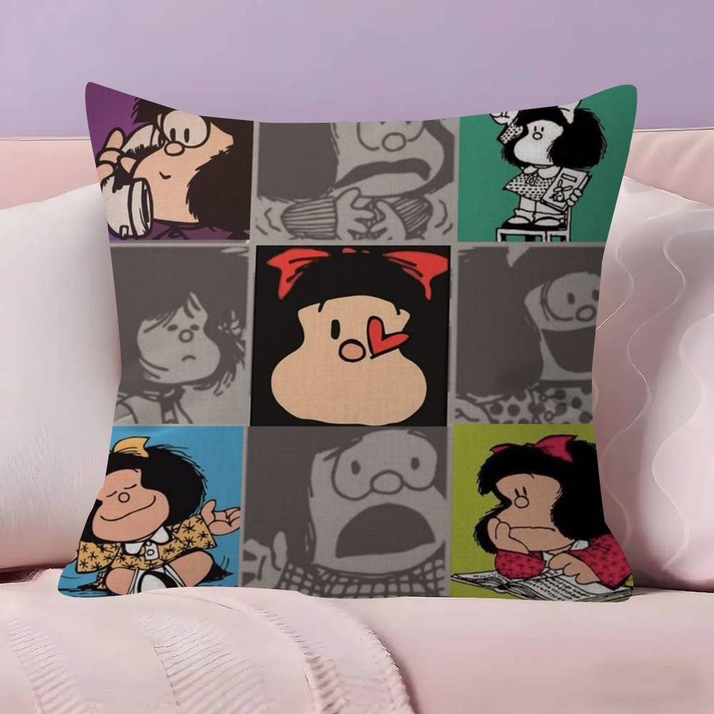 Cute Cartoon M-Mafalda   Pillow Cover for Bedroom Room and Living Room Sofa Decorative Cushion Cover