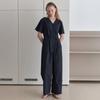 Elssibeui V-Neck Button Jumpsuit_Black