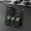 Multifunction 3 Gang Rocker Switches Panel with Voltmeter Display 4.8A Power Charger for RV BoatGreen Light