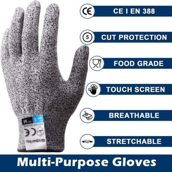 Gants Résistant Aux Coupures, Gants De Travail, Gants De Cuisine, Niveau 5 Protection, De Sécurité Alimentaire, des Gants Tricot,148