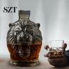 Karaffe Barzubehör Geschenkset 280ml Whiskey mit Auslaufsicherem Verschlusslöwen-Design Langlebiger Glasbehälter Großes Fassungsvermögen Rotwein Breite Basis Karaffe