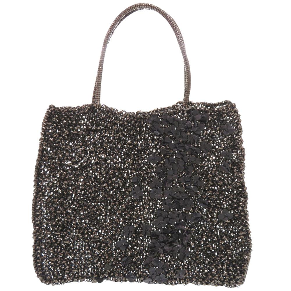 Used AUTHENTIC ANTEPRIMA Flower motifHand Bag Black wire