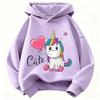 Classic children's comfortable hooded shirt with cute unicorn print, fashionable for sports,long-sleeved, casual pullover hoodie
