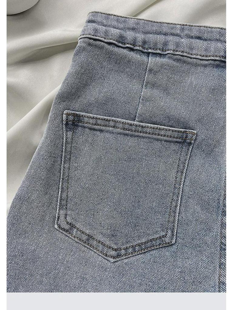 Women's High Waist Denim Shorts - Summer 2022, Slim Fit, A-Line, Elastic, Internet Celebrity Style