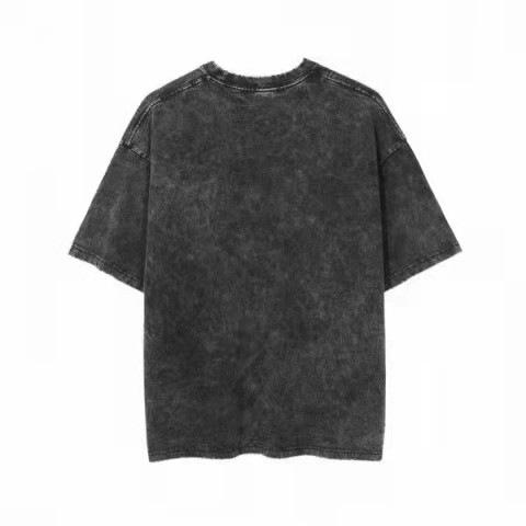 Unisex Short Sleeve Top Crew Neck Vintage Casual T‑Shirt Washed Solid Cotton Tee