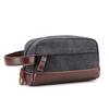 Men's Clutch Hand Canvas Toiletry Bag Vintage Style Black 23x13x12cm Waterproof Travel Organizer