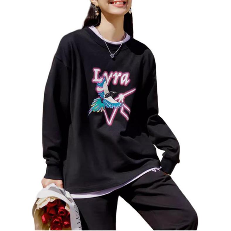 New Era FW22 Magpie Pattern Printed Crewneck Sweatshirt Unisex sweatshirt Black 13350859
