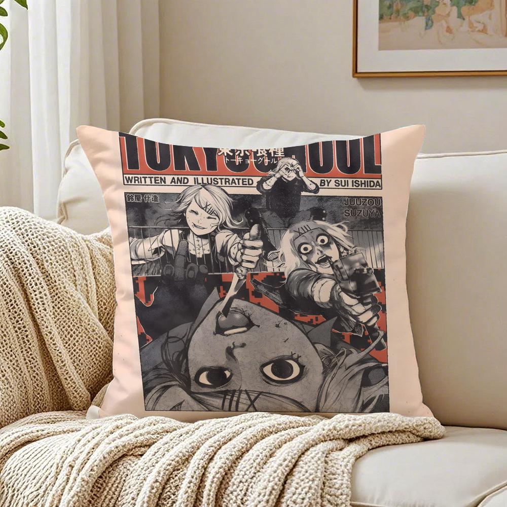 Anime Psychological TTokyo GGhoul Cushion Cover Pillowcase Antidustmite living Room Sofa Decor Cushion Room
