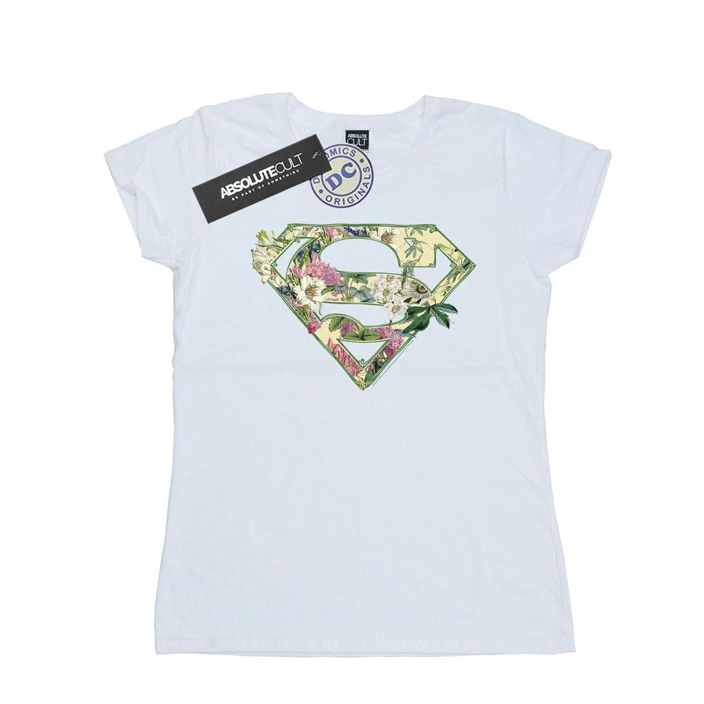 DC Comics Womens/Ladies Supergirl Floral Shield Cotton T-Shirt