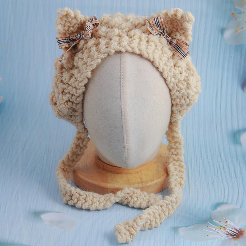 Newborn baby cute autumn and winter warm lamb wool anti-droplet hat mask removable protective hat