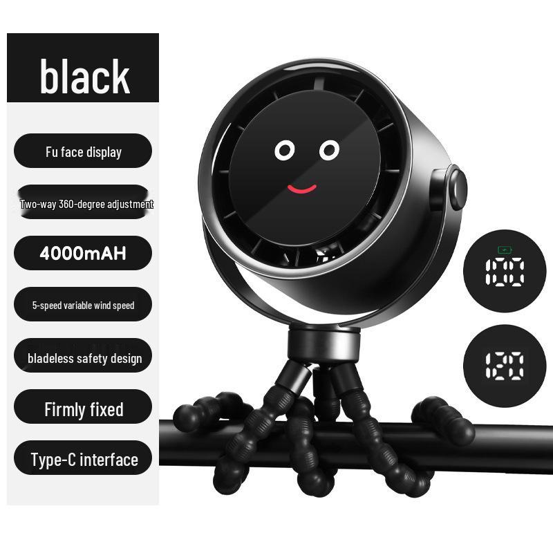 

Octopus 120-Speed Mini Clip Fan for Strollers, Dorms, and Desks 148x80x173 mm чорний