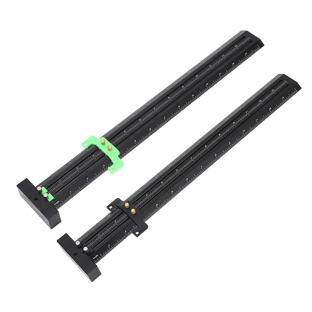 Woodworking Compass Tool 14inch Metal Aluminium Alloy Double Line Marking Ruler Adjustable T Type Me
