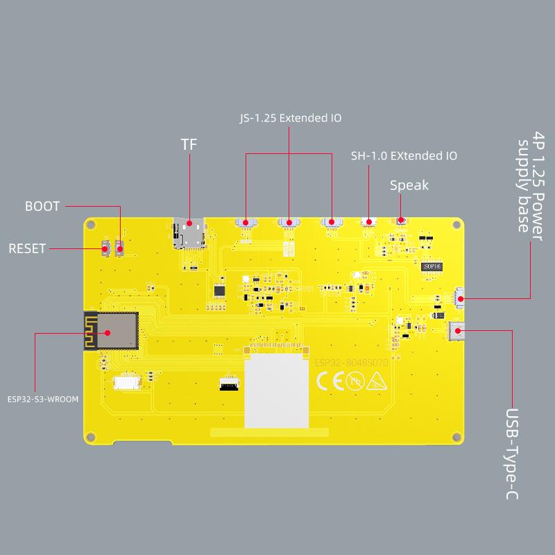 ESP32-S3 7" Touchscreen Development Board with WiFi & Bluetooth LCD Module