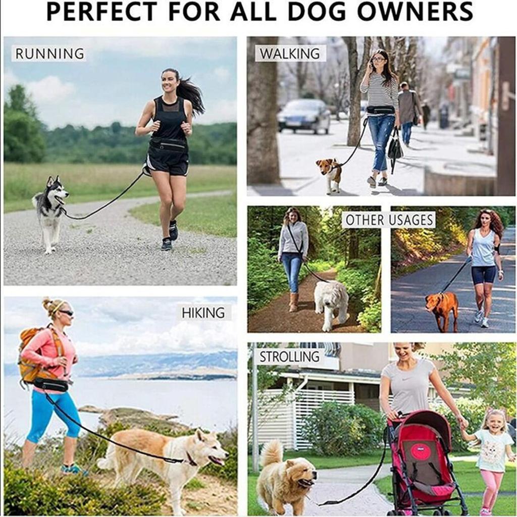 Adjustable Waist Belt Hands Free Dog Leash for Running Training Walking Pet Leash Fanny Pack