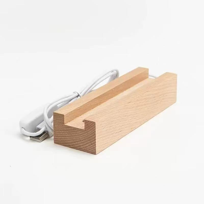 15mm 20mm Thick 15cm Long Wooden Display Base Stand for Custom 3D Photo Acrylic Blocks Led Lamps
