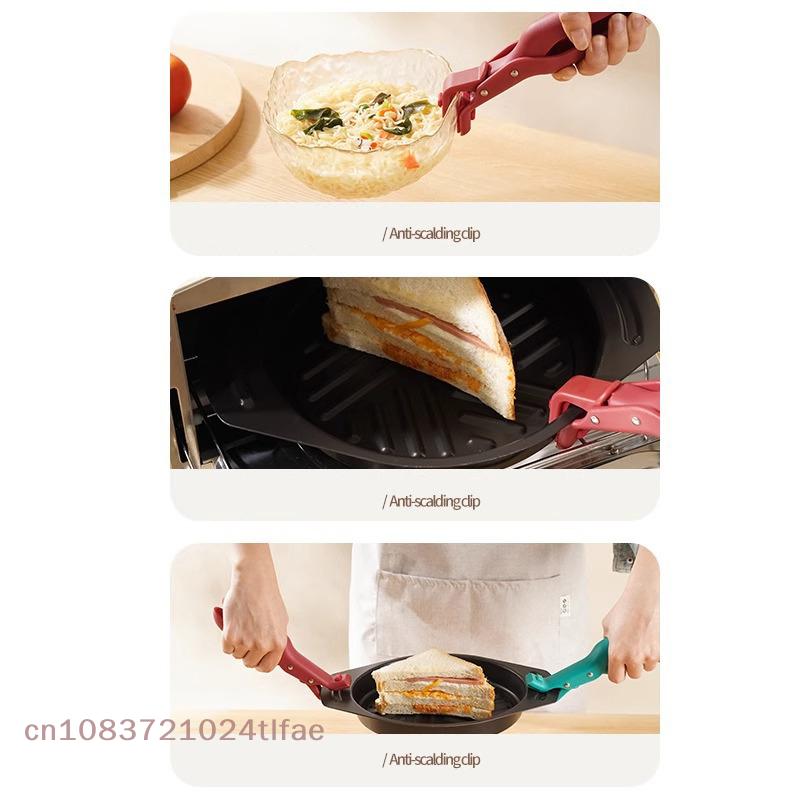 1PC Anti-Scald Bowl Spoon Dish Clamp Pot Pan Gripper Clip Hot Dish Plate Bowl Clip TongsNon-slip Handle Kitchen Gadgets