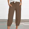 Women's Summer 3/4 Trousers  Summer Trousers With Pockets Causal Loose Trousers Fabric Trousers Sport Leisure Beach Trousers
