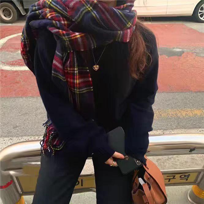 Rainbow Candy Beans Ideas Atmosphere Yarn New Korean Version Scarf Women's Winter Sweet Tassel Warm Imitation Cashmere Scarf