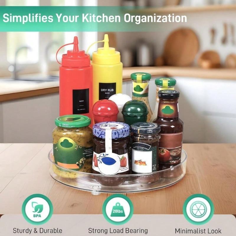 Turntable for Cabinet, Refrigerator Organizer for Pantry Organizers and Storage, Non-Skid Fridge Organizer
