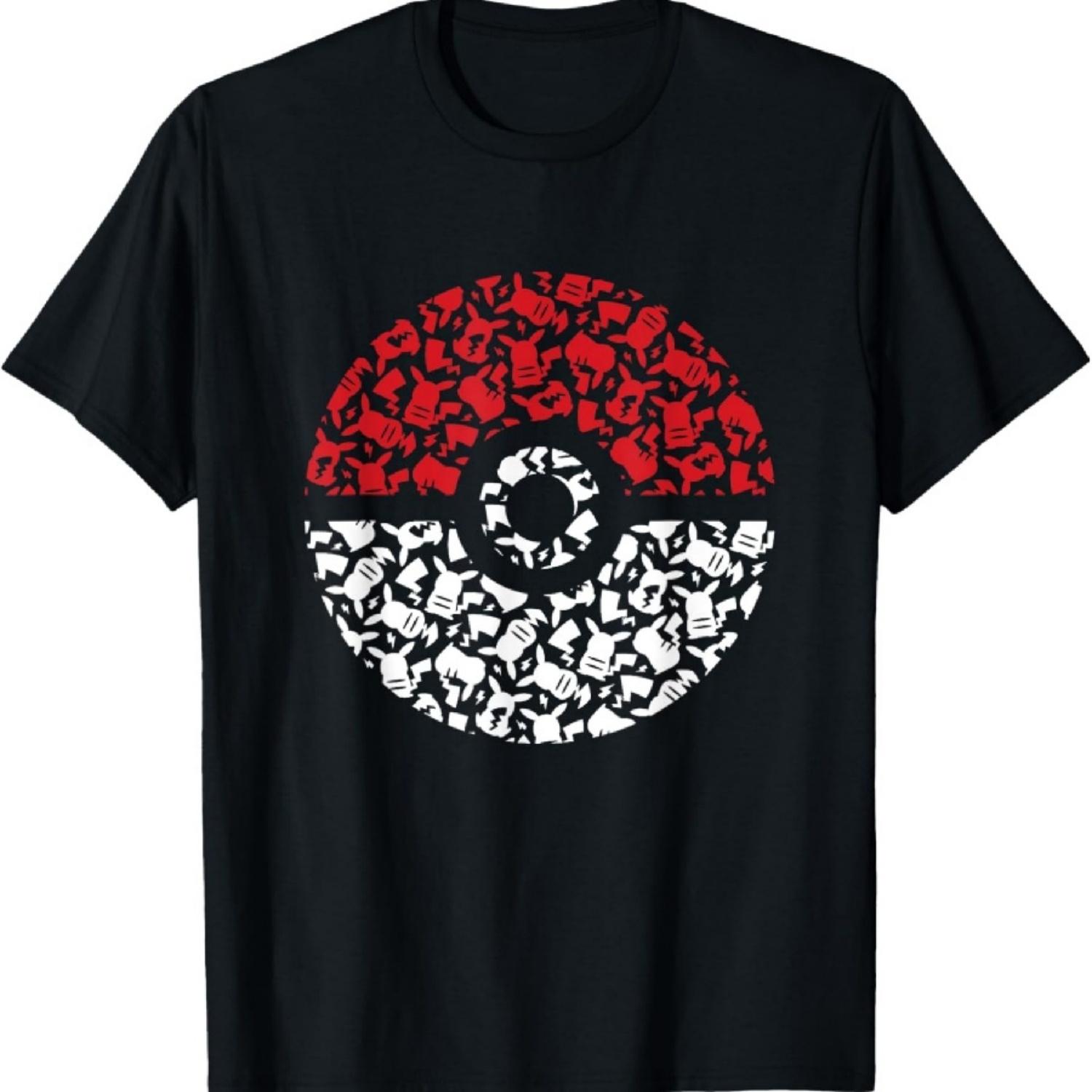 

Pokemon Unisex Adult Pikachu Pokeball Pattern T-Shirt, Black, Small XXXXXL чёрный