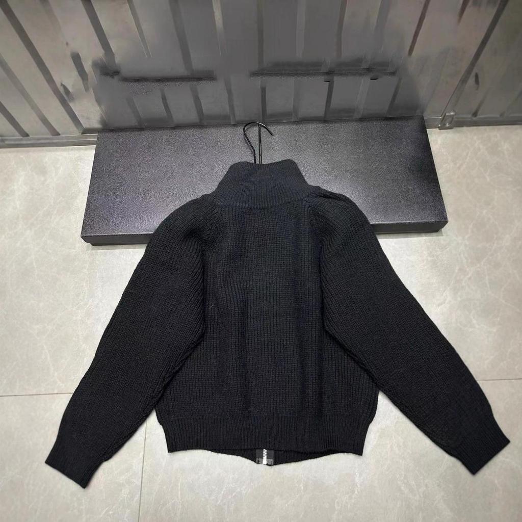 Miu Style Embroidered Stand Collar Knit Cardigan - Versatile Lazy Fit