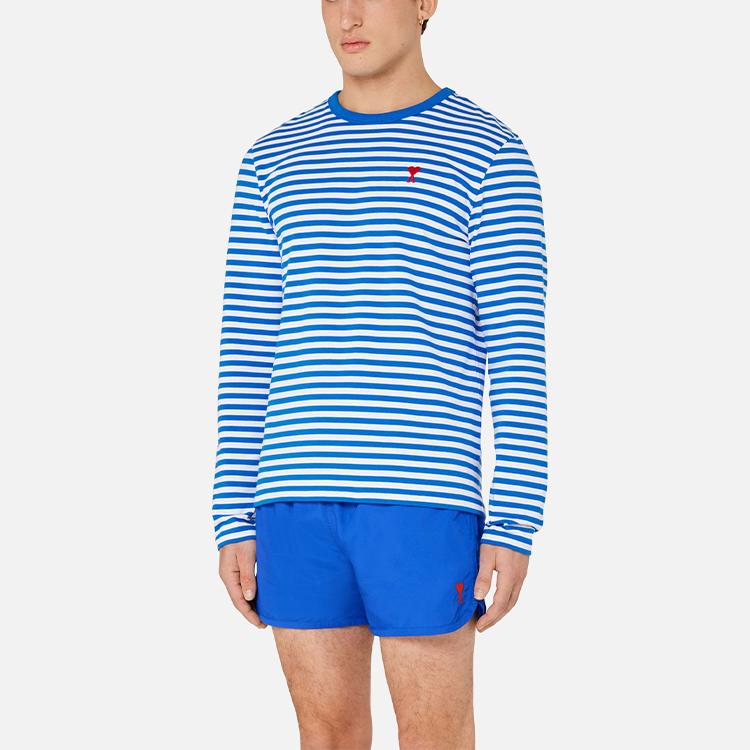 AMIPARIS T-Shirts Men's Blue White Multicolor Crew Neck Moderate Straight Fit A21HJ10672-406