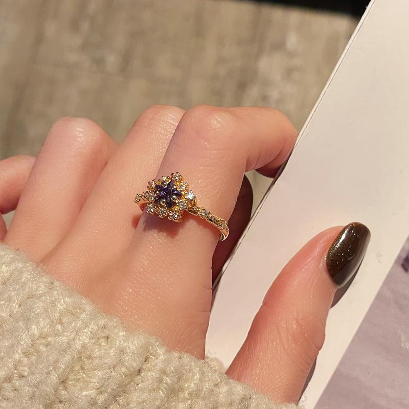 Light Luxury High-End Love Color Treasure Series Zir*****Pen Ring Niche Full Of Diamonds Personality Exquisite Elegant Ring Woman