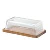 Creative Cheese Butter Plate Rectangular Wooden Tray Glass Cover Storage Box Cake Dessert Bread Dim Sum Plate Table Tableware